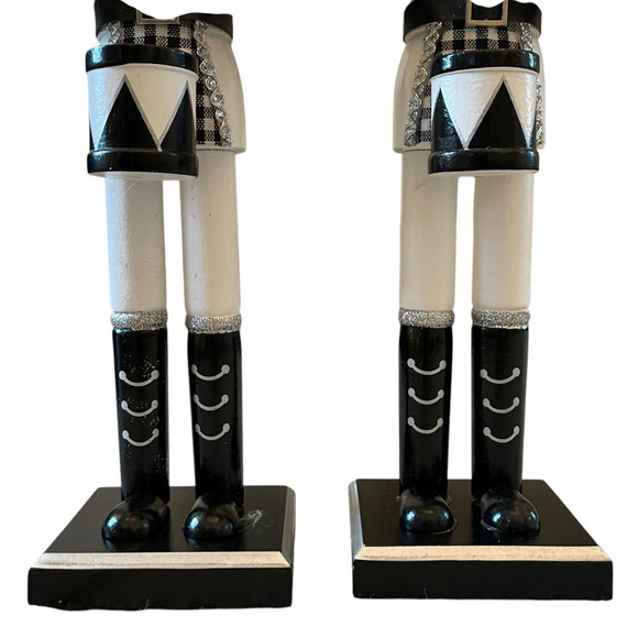 (2) Christmas Nutcracker Drummer Soldiers 14in Wood Black & White Checkered New - Picture 14 of 15